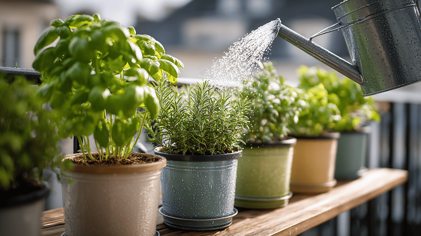 Kräuter auf dem Balkon richtig gießen