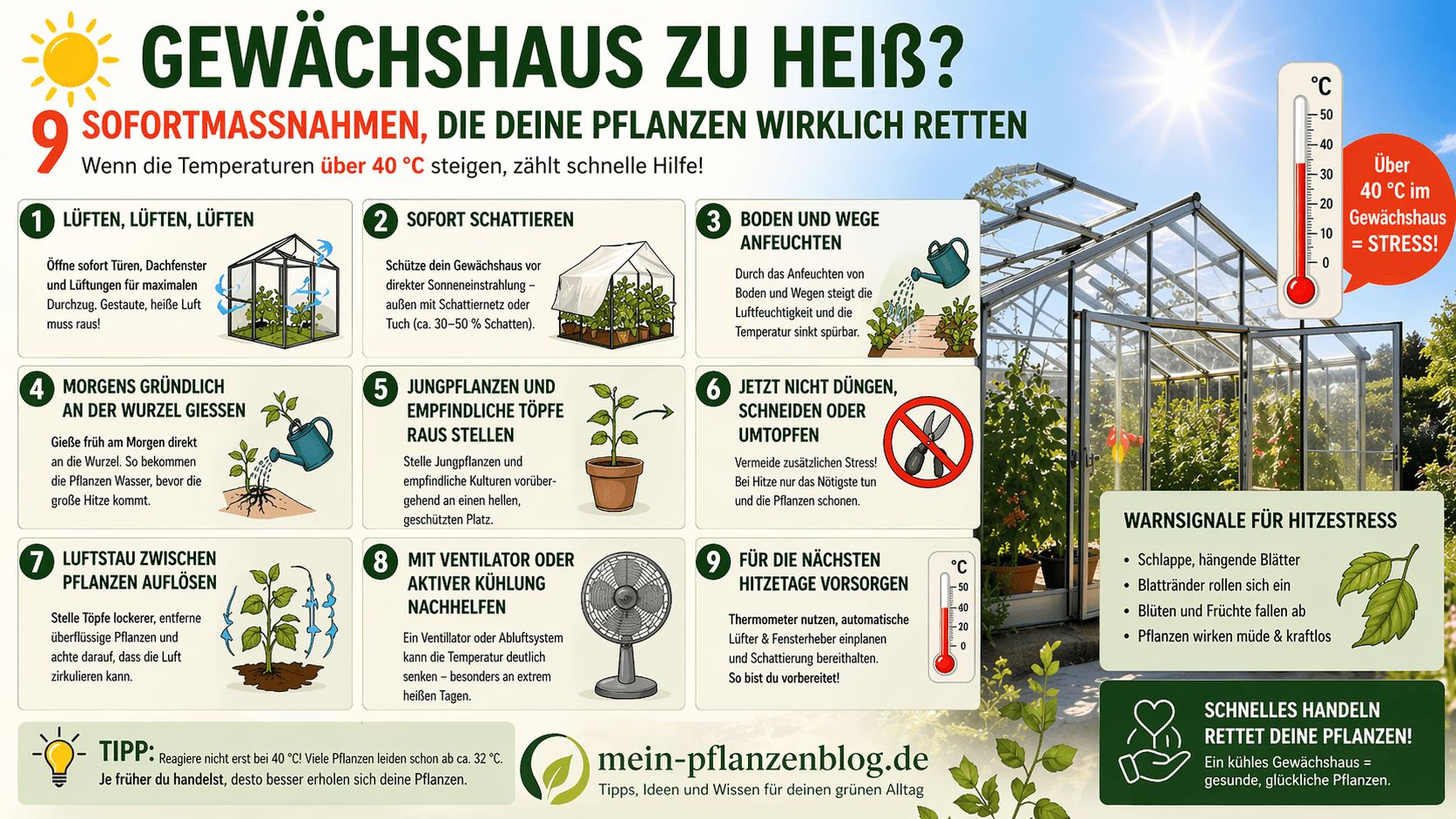 Praktische Sofortmaßnahmen gegen Hitze im Gewächshaus