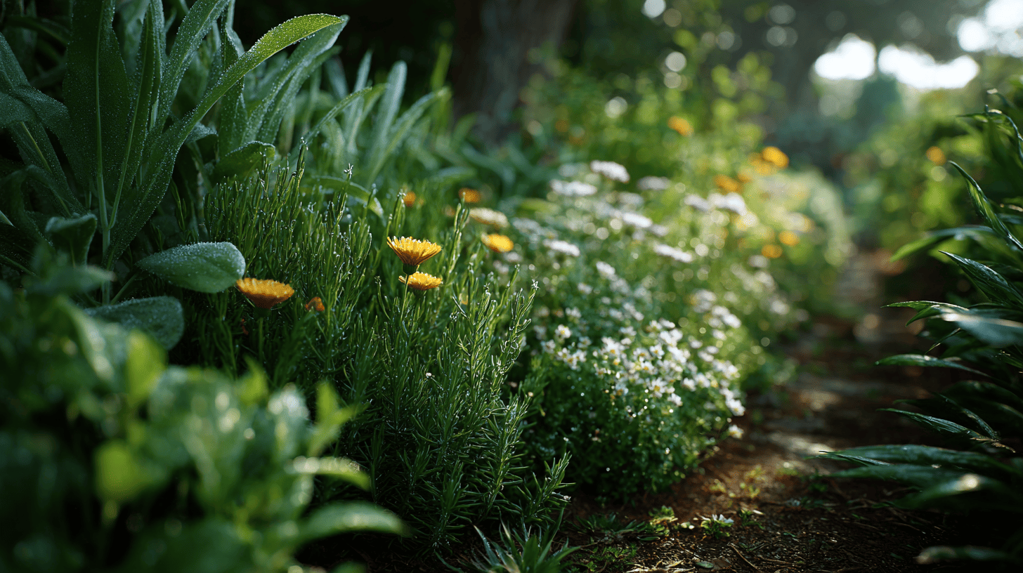 Hildegard Kräuter im Garten mit klassischen Heilpflanzen im naturnahen Beet