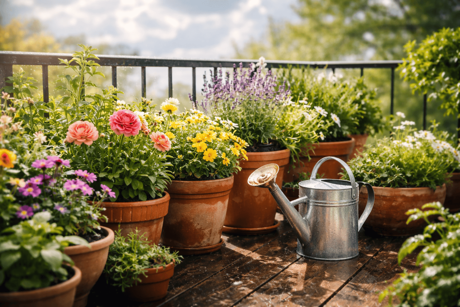 balkonpflanzen im frühling richtig gießen